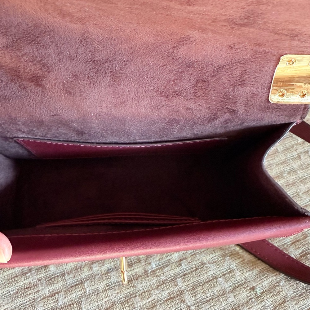 Michael Kors Burgundy and Gold Studded Crossbody Bag - Picture 9 of 9